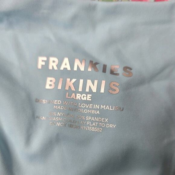 Frankies Bikinis Dexter Thong Bikini Bottom Blue Floral Print New Size Large - Picture 5 of 10